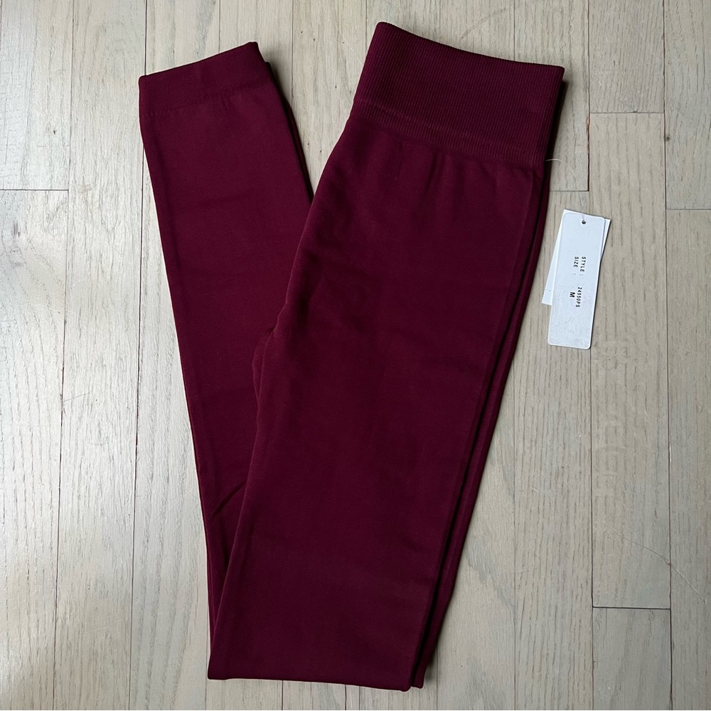 NWT Burgandy/Wine Seamless Fleece Lined Leggings